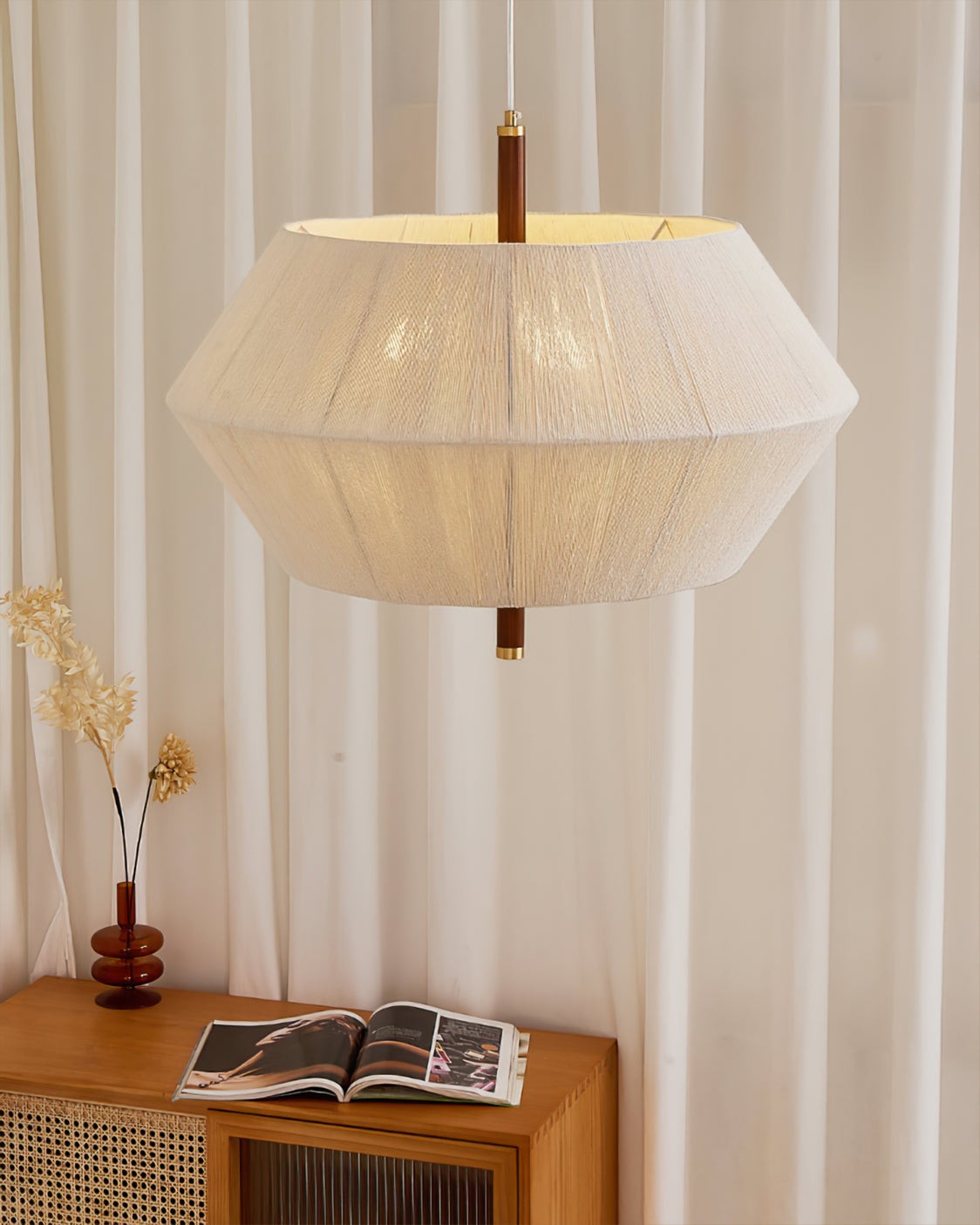 Japanese Wabi-Sabi Style Woven Fabric Pendant Lamp M109