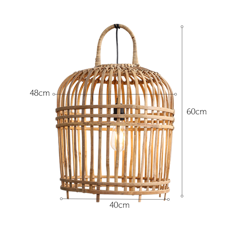 Schemat wymiarowy lampy wiszącej Retro z klatką dla ptaków Watykanu