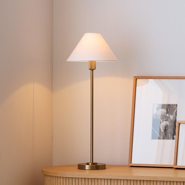 Diora Table & Floor Lamps - Linen Shade Modern Linear Style Sophisticated Accent T039