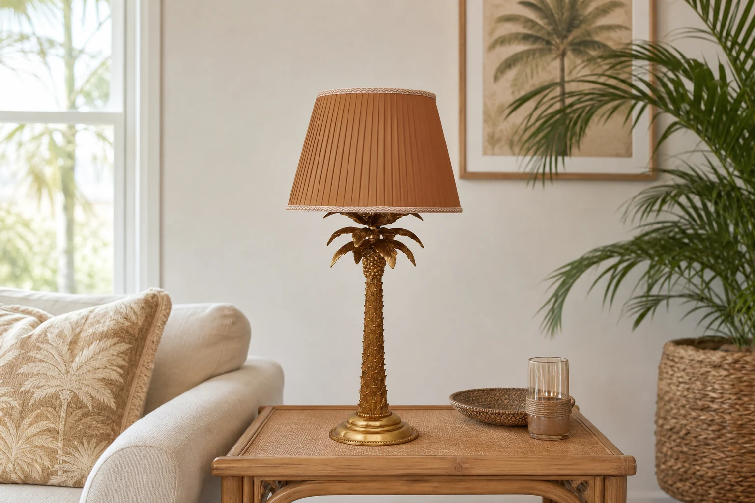 Lampa stołowa Palm Tree D752 wyświetlana w pomieszczeniu lifestylowym