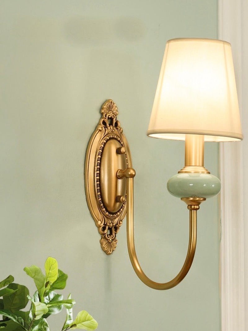 Elaris Elegant Fabric Copper Wall Sconce – Luxury European Style T447