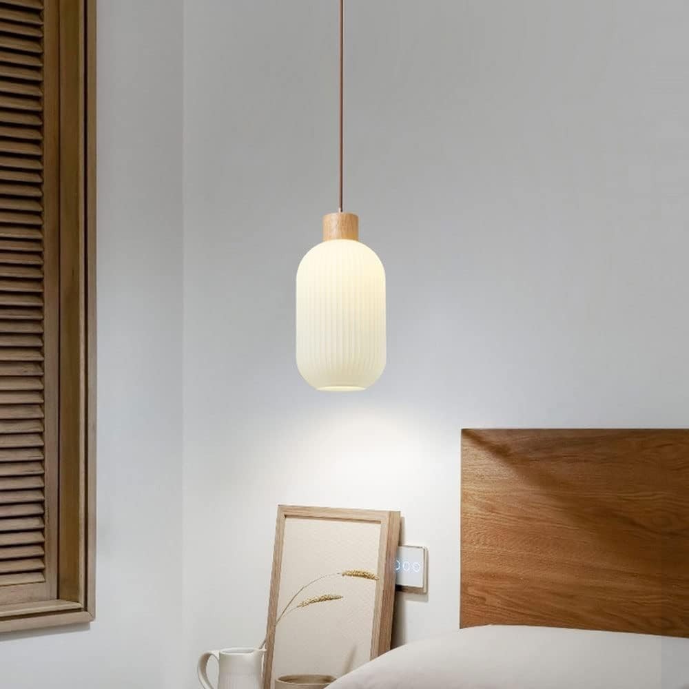 Nordic White Lantern-Like Glass Pendant Lamp M127