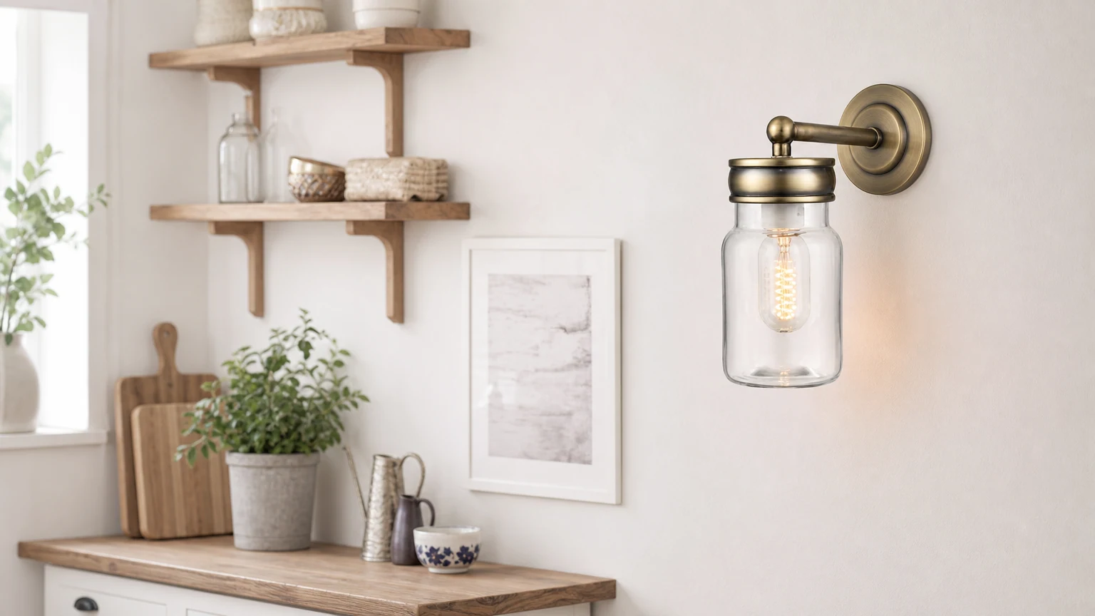 MASON Glass Wall Lamp installed as a warm wall light