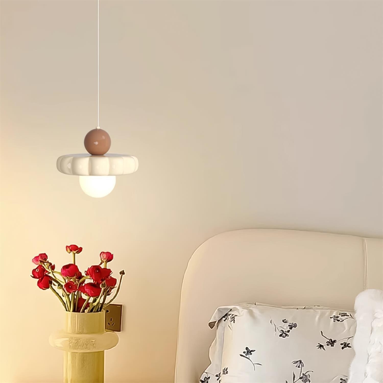 Cream Style Long Line Pumpkin Texture Pendant Lamp M275