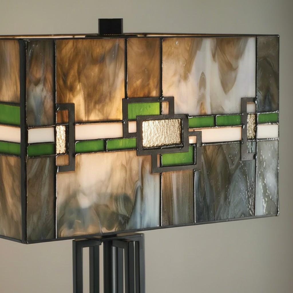 Culletto Stained-Glass Rectangular Table Lamp - Artisan Look for Bedrooms and Hallways T646