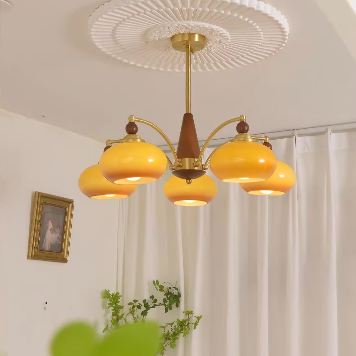 Vintage Multihead Persimmon Chandelier M431