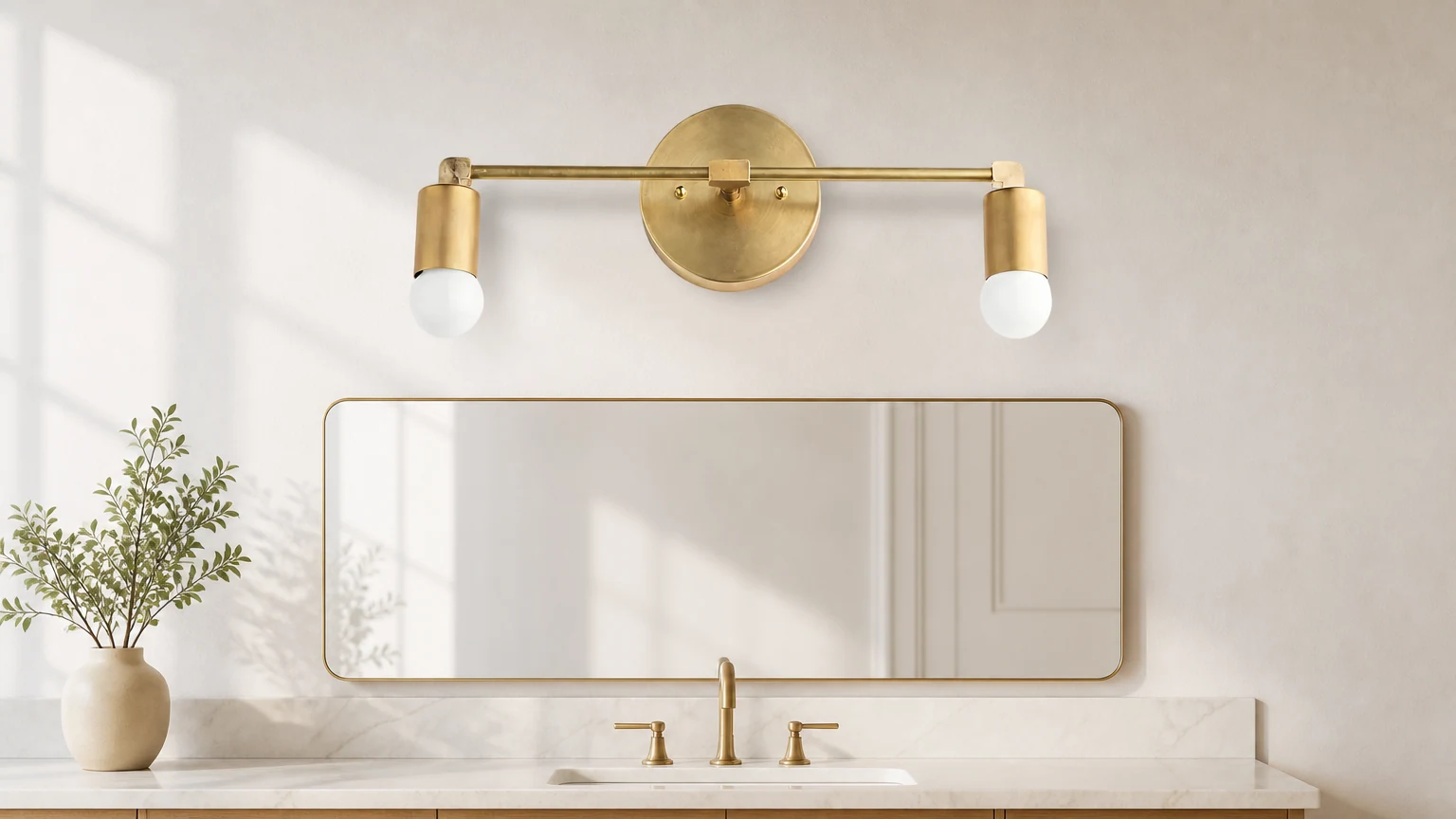 Lampa toaletkowa Mobilux Line pokazana nad lustrem w łazience