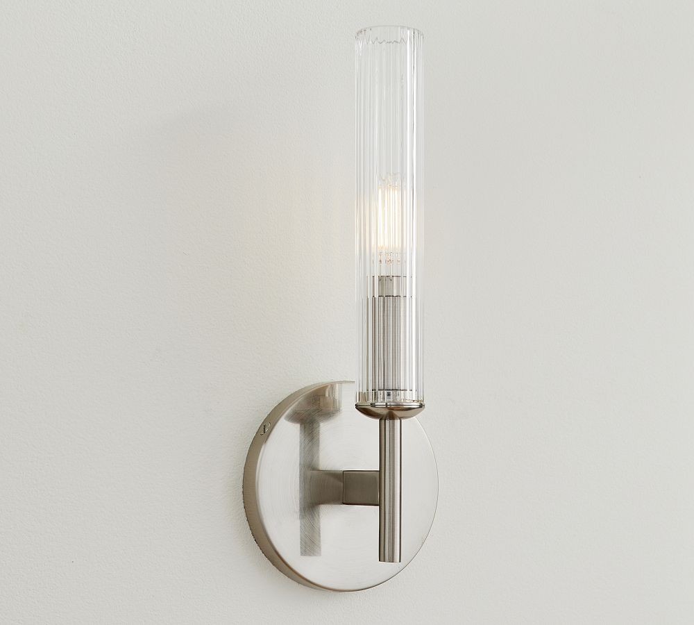 Bravira Ribbed Glass Wall Lamp - Tube Metal Light in Classic Finishes T075