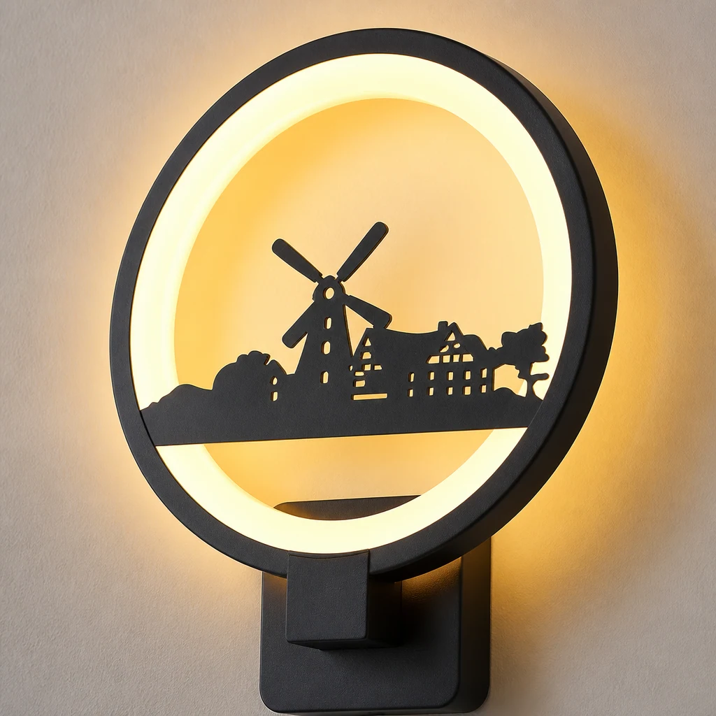 Close-up detail of the Artistic Painting LED Wall Light finish and construction