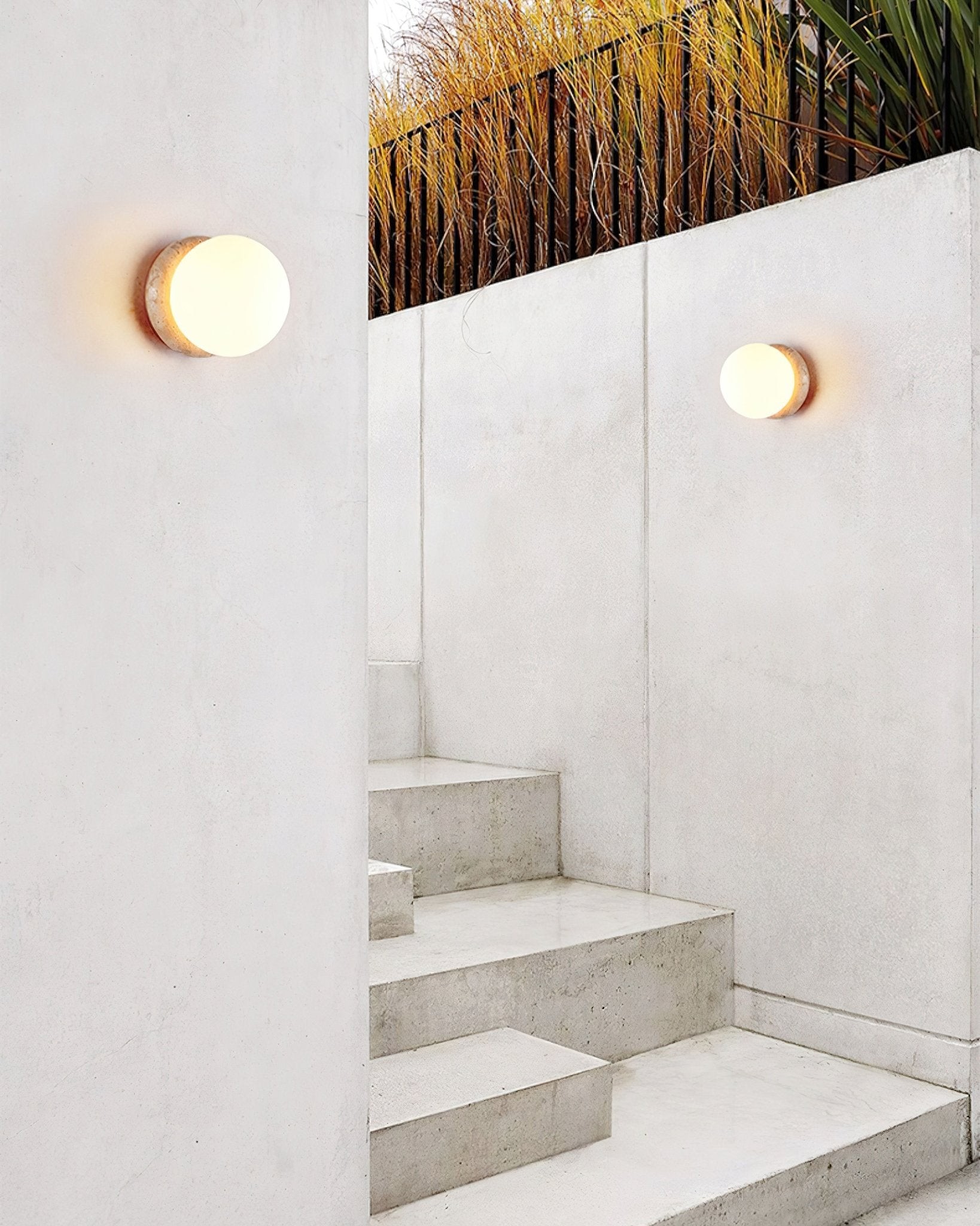 Japanese Style Wabi-Sabi Travertine Spherical Wall Lamp M90