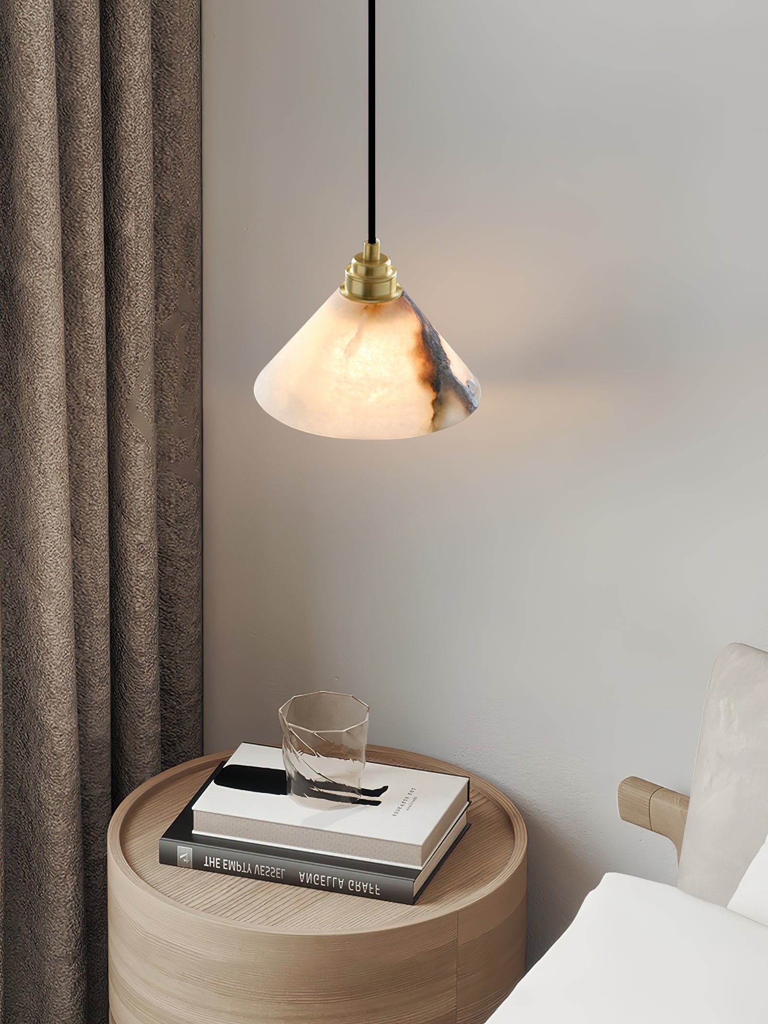 Conical Brass Alabaster Pendant Lamp D425