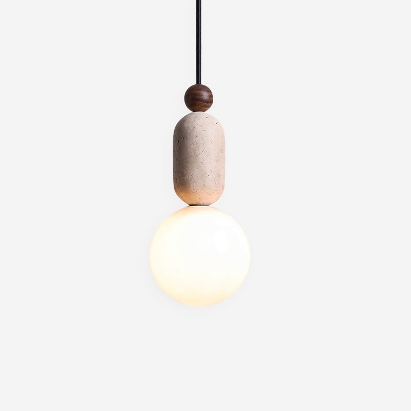 Wabi Sabi Travertine Glass Ball Pendant Light G17