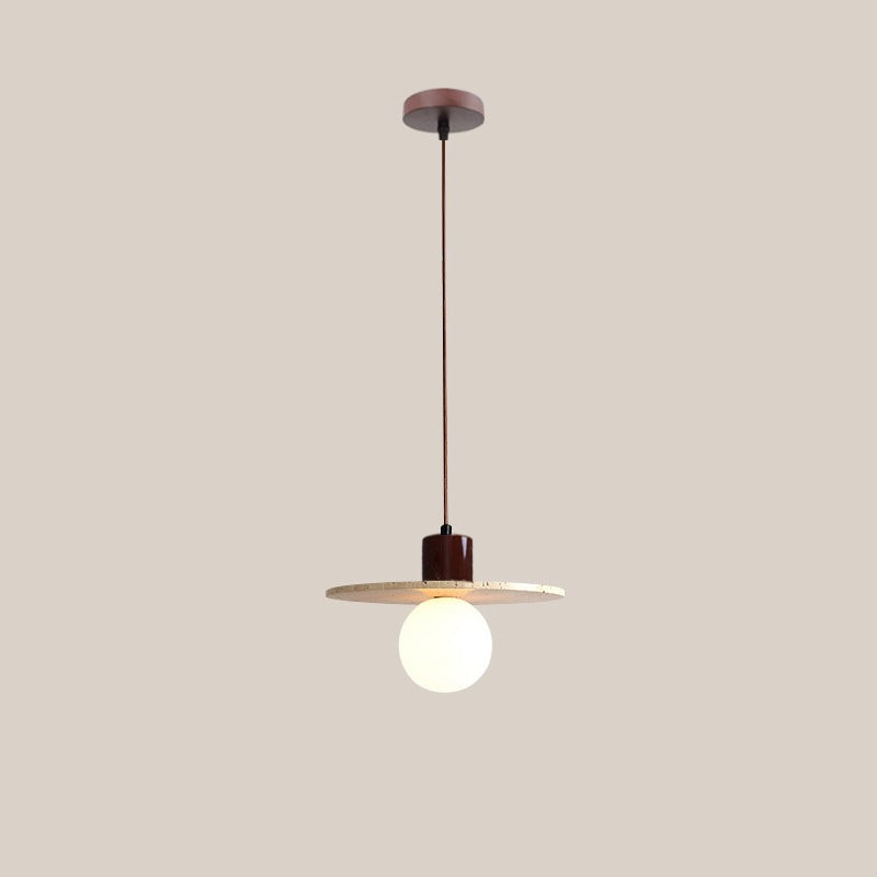 Traditional Japanese Travertine Wood Pendant Lamp M107