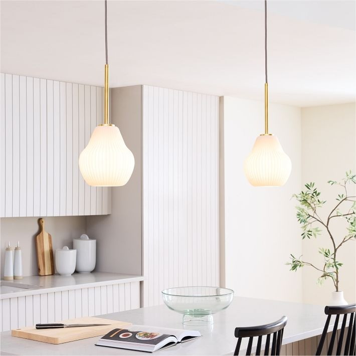 Rivrona Ribbed Pendant – Modern Ribbed Glass Light with Metal Finish T245
