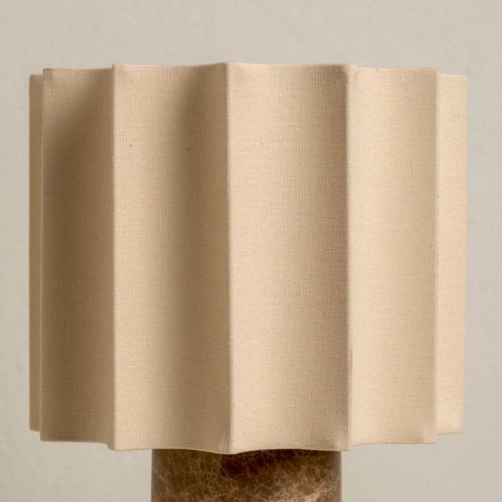 Cavilon Table Lamp with Fan-Shaped Linen Shade - Stone Finishes Suitable for Living Rooms T476