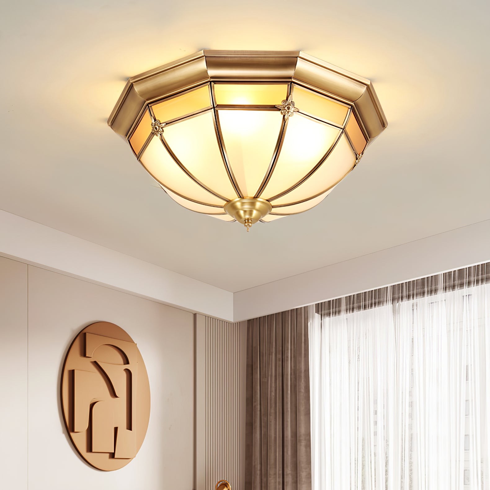 Dome Brass Flush Ceiling Lamp M563