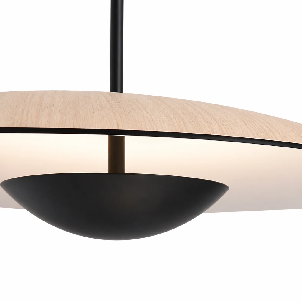 Zbliżenie na klosz i wykończenie lampy wiszącej Ginger