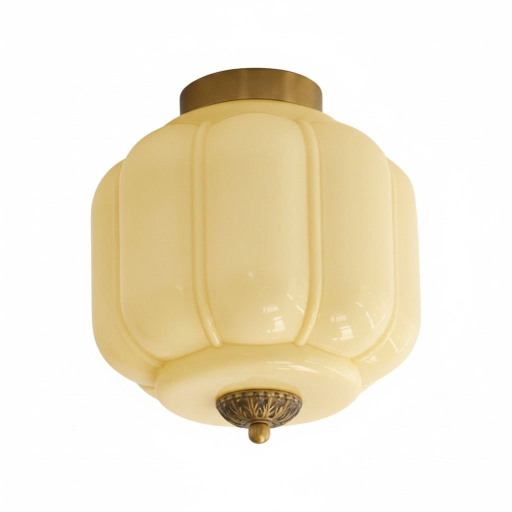Vintage Eloise Milk Glass Flush Mount Ceiling Light - Vintage Charm Soft Glow T287