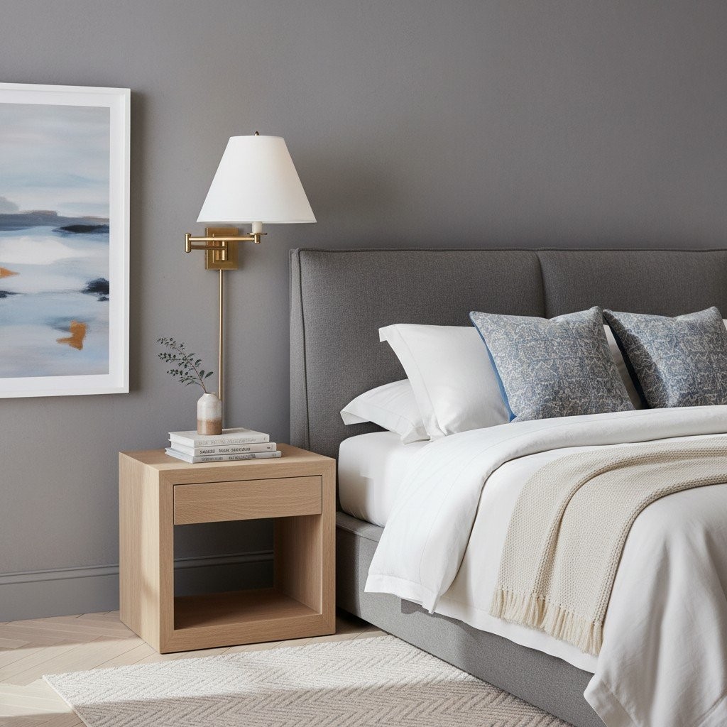 Arcuma Rotating Arm Wall Lamp - Retro Metal and Fabric for Bedrooms and Reading Corners T506