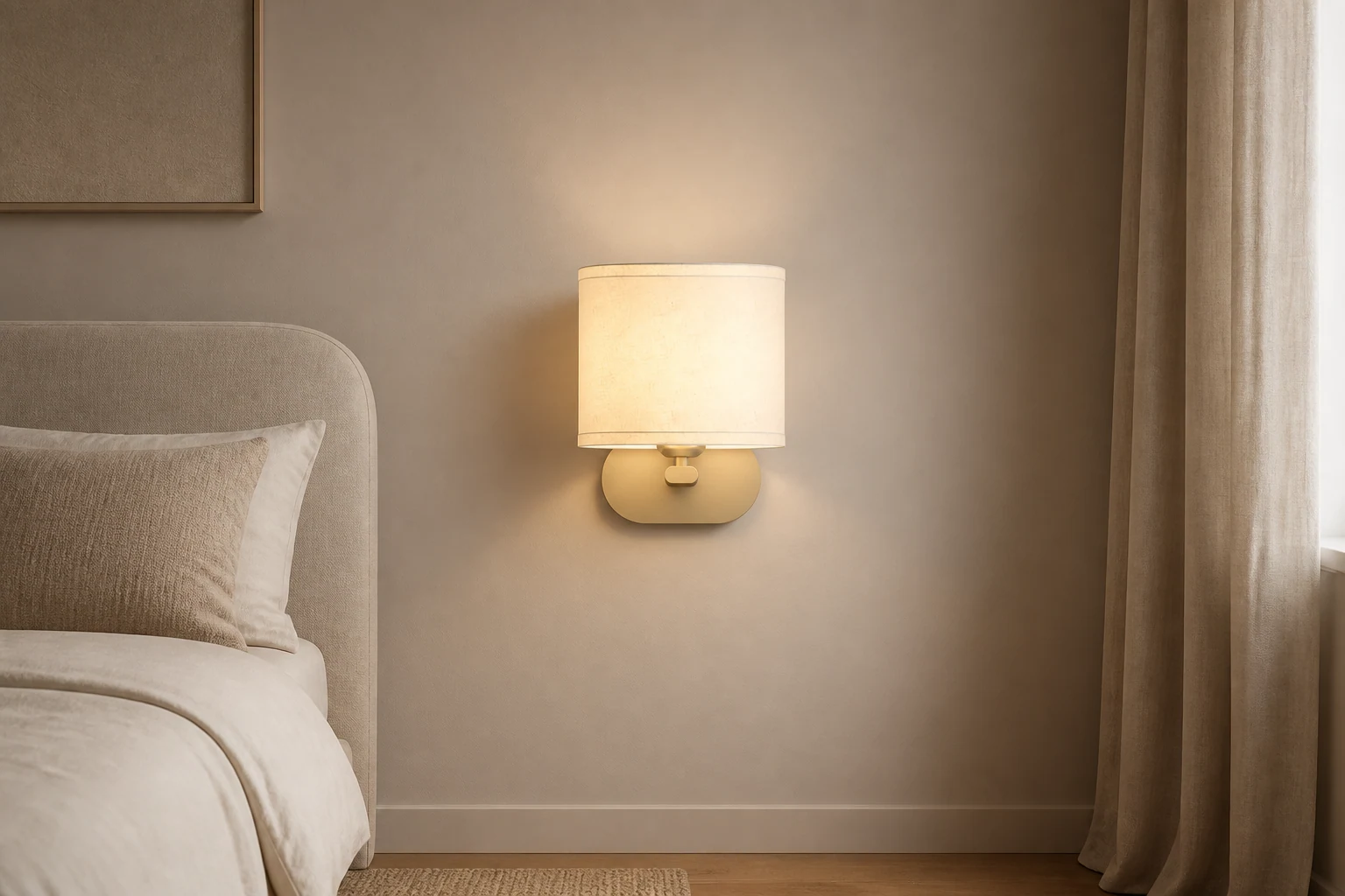 Lampa ścienna Ella D615 scena lifestylowa z widoczną pełną lampą ścienną