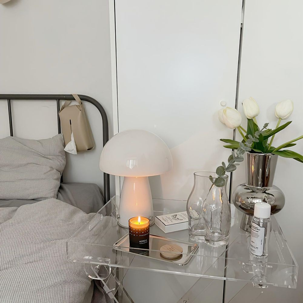 Vintage Bauhaus Glass Mushroom Table Lamp S79