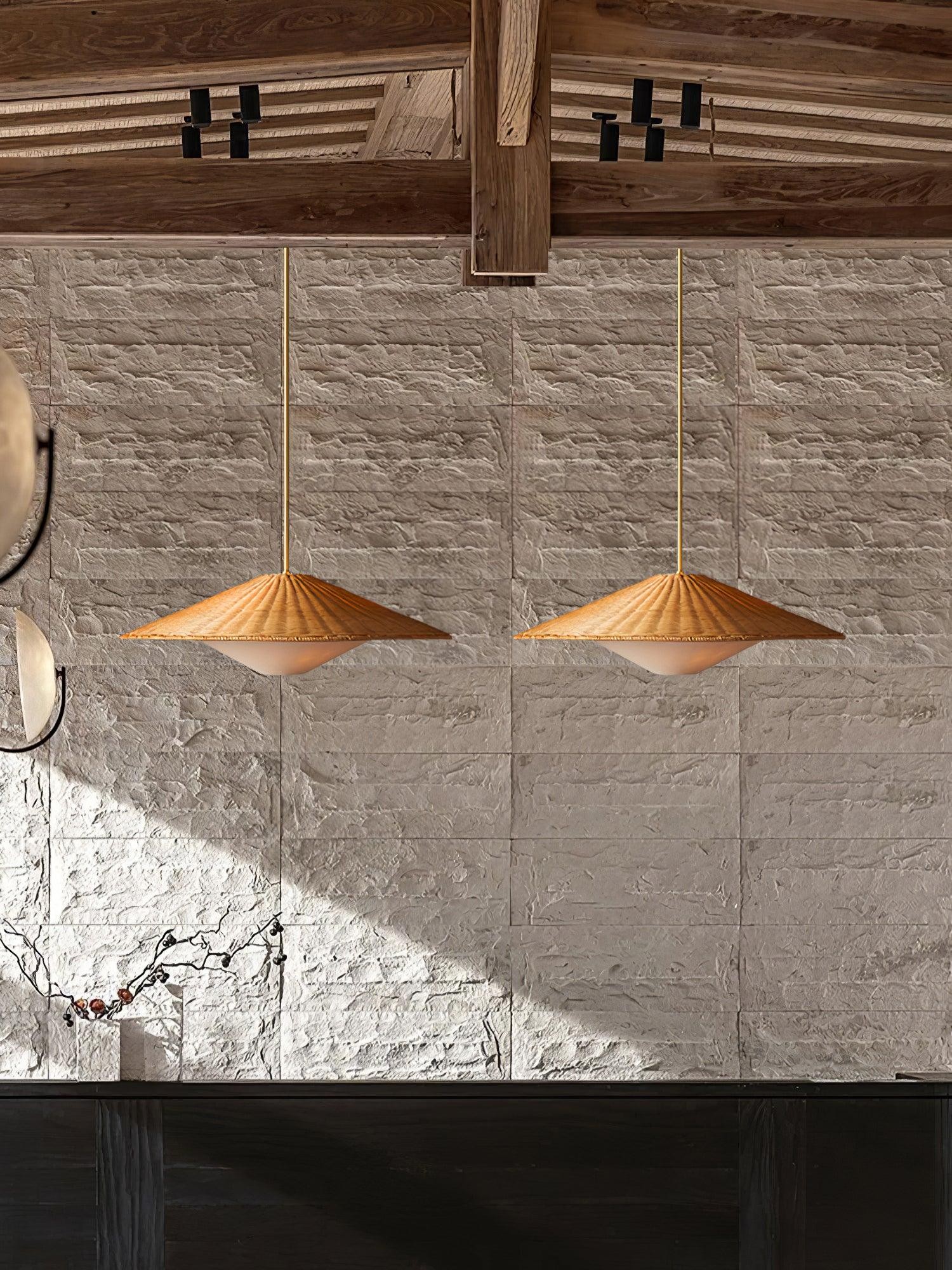 Rattan Hat Pendant Light Suitable For Living Room M29