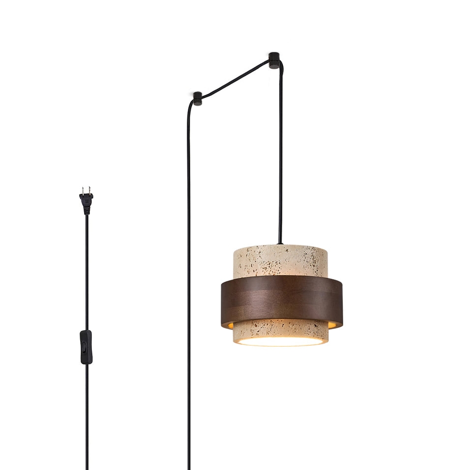 Cole Travertine Plug In Pendant Lamp D56