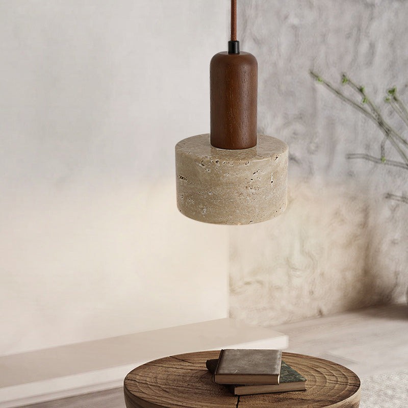 Traditional Retro Cylindrical Solid Wood Pendant Lamp M106