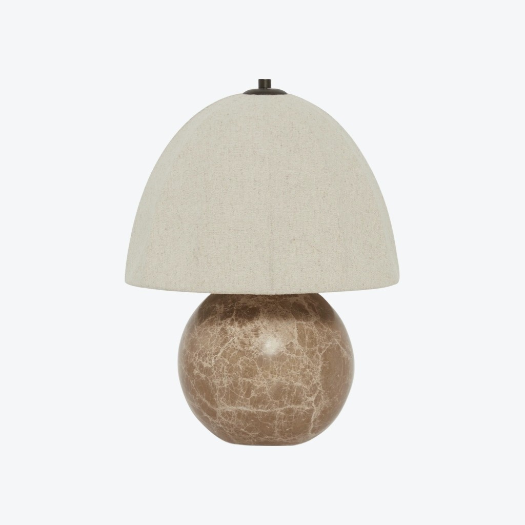 Cordove Table Lamp Sculptural Sphere Base Artistic Table Light - Linen Shade for Bedroom Living Room T475