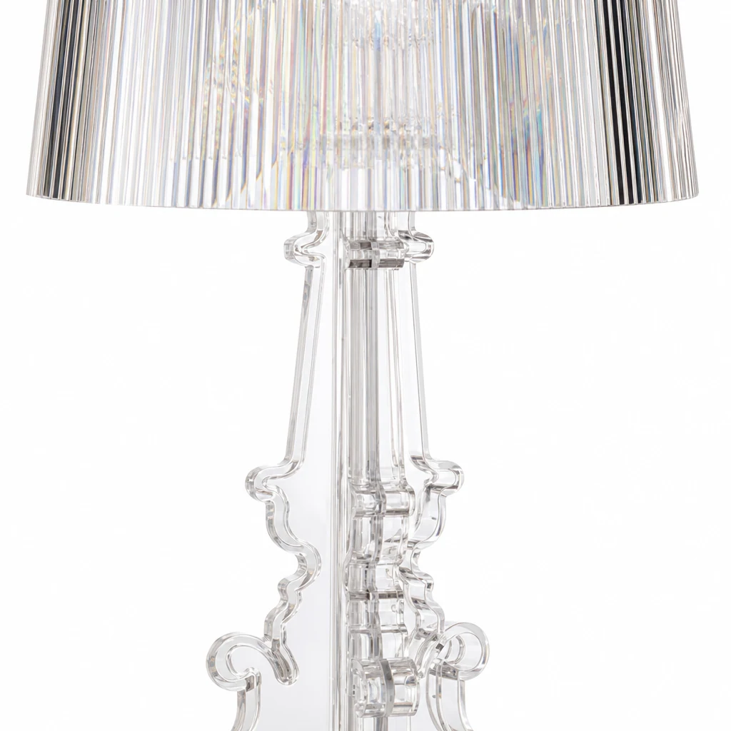Close-up of the acrylic Bourgie lamp texture and reflective detailing