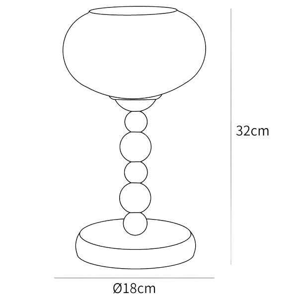 Rysunek wymiarowy przedstawia średnicę 18 cm i wysokość 32 cm