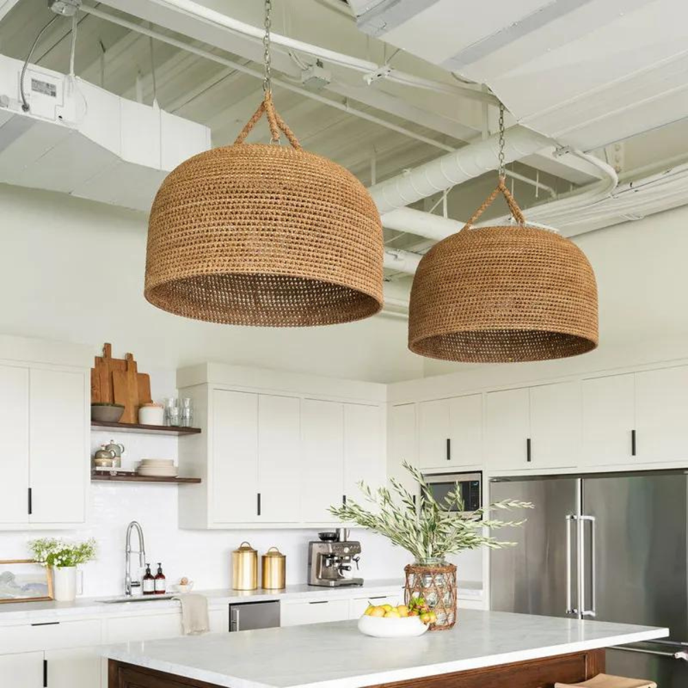 Natural Shadow Rattan Japandi Pendant Light D830