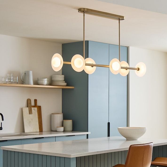 Elorina 6-Light Linear Chandelier - Modern Metal Light Fixture - Dining Room Lighting T006