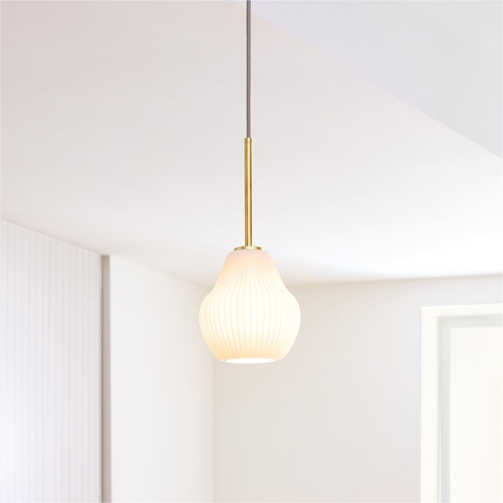 Rivrona Ribbed Pendant – Modern Ribbed Glass Light with Metal Finish T245