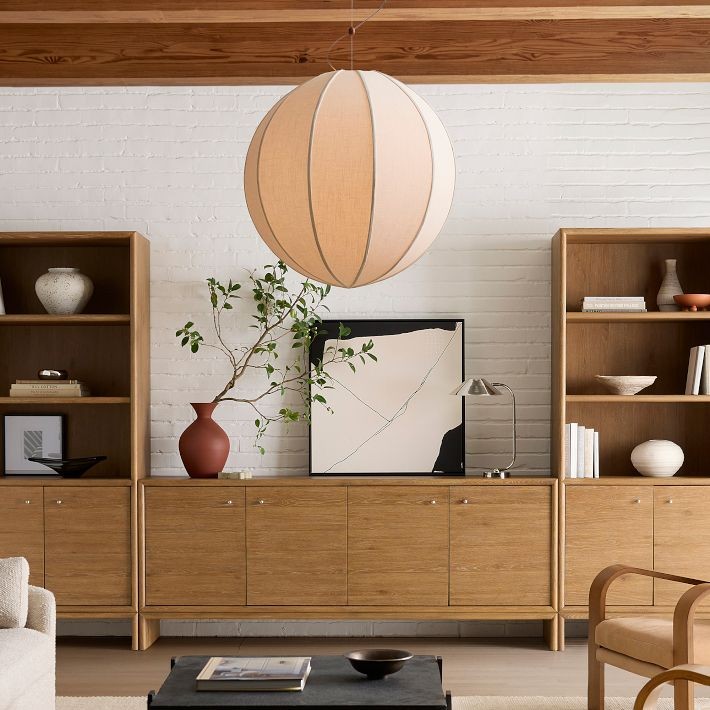 Alvian Pendant Light - Linen Shade with Adjustable Height for Cozy Dining T216