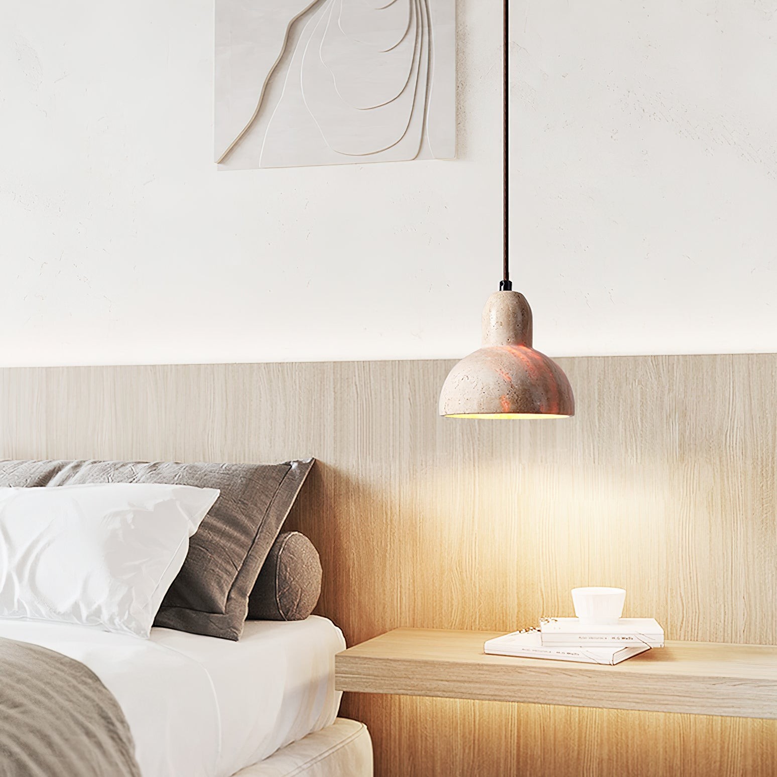 Wabi-Sabi Style Creative Travertine Pendant Light M18