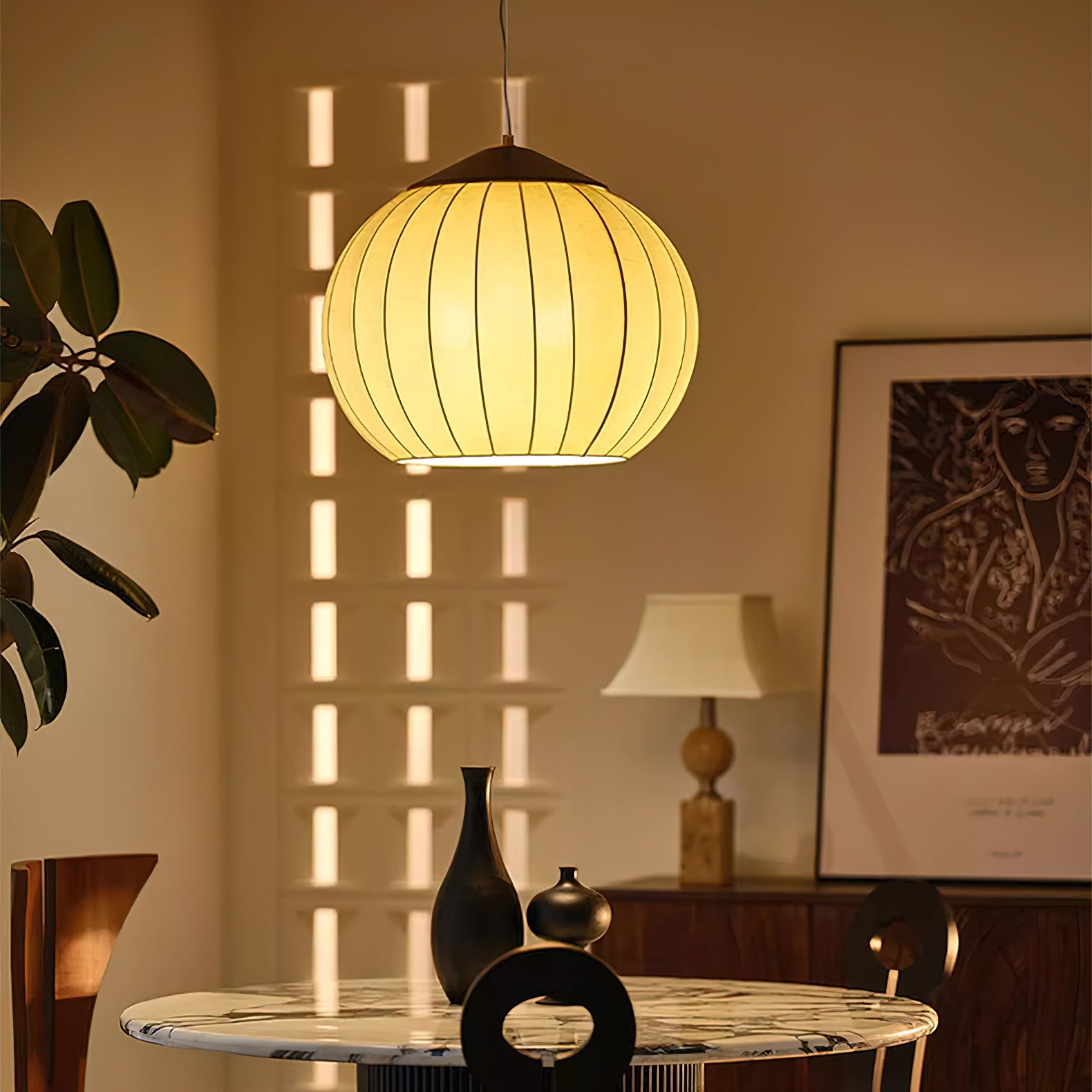 Japanese Style Fabric Lantern Pendant Lamp M62