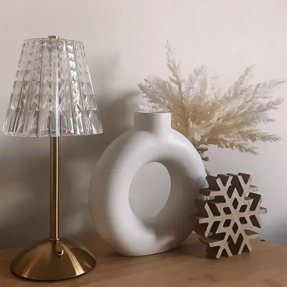 Vintage Pleated Brass Cordless Table Lamp S147