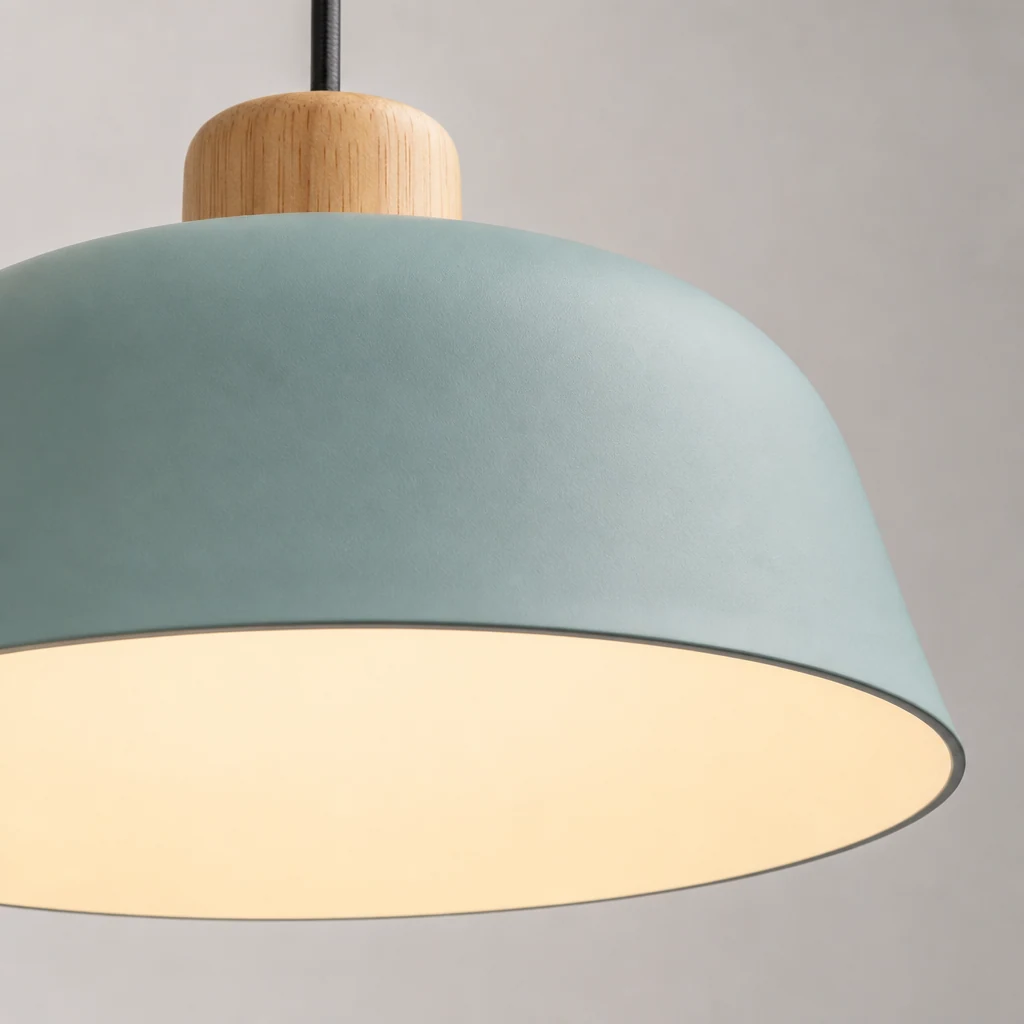 Zbliżenie szczegółów materiału skandynawskiej lampy wiszącej BOWL