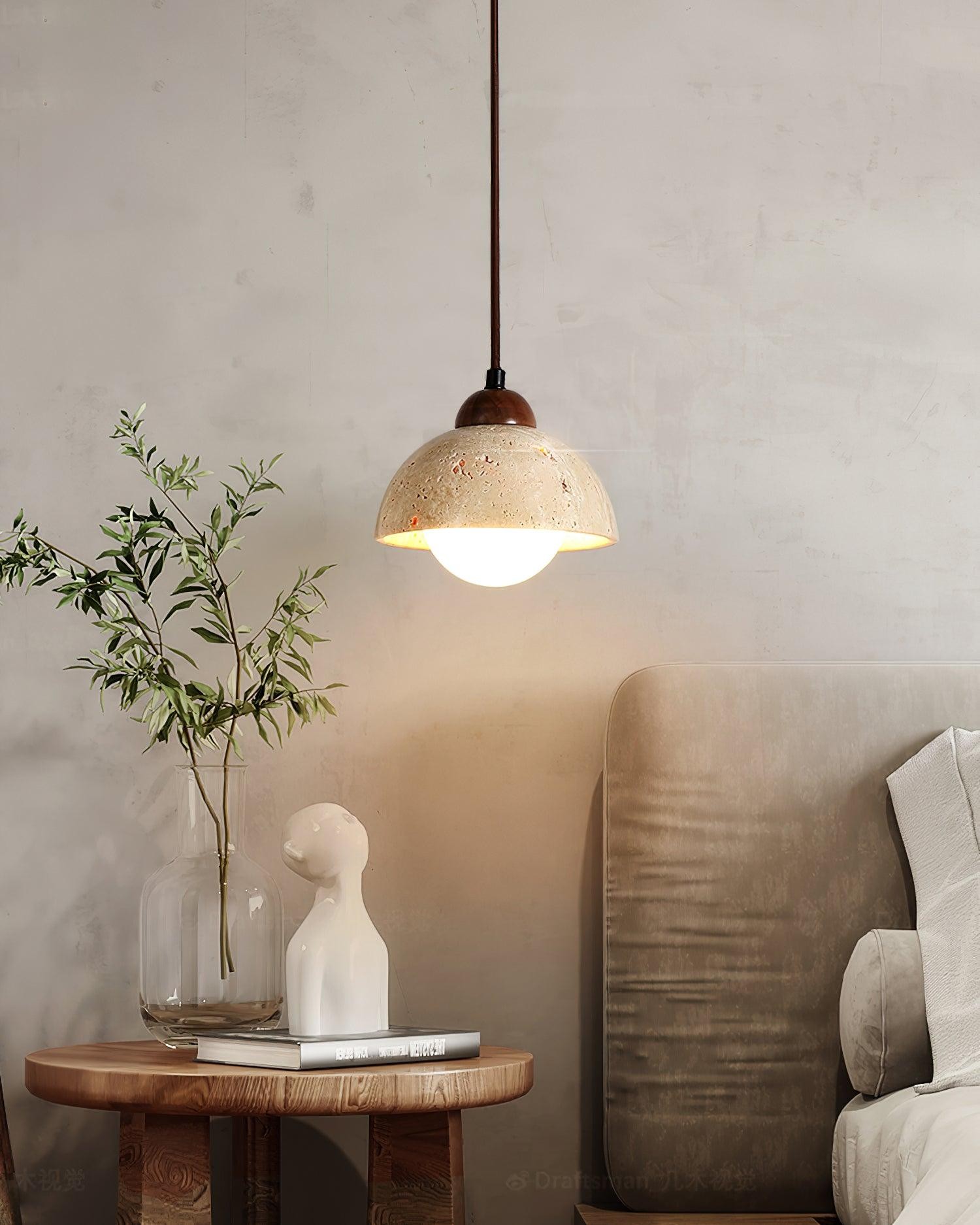 Yellow Travertine Wabi-Sabi Style Pendant Lamp M200