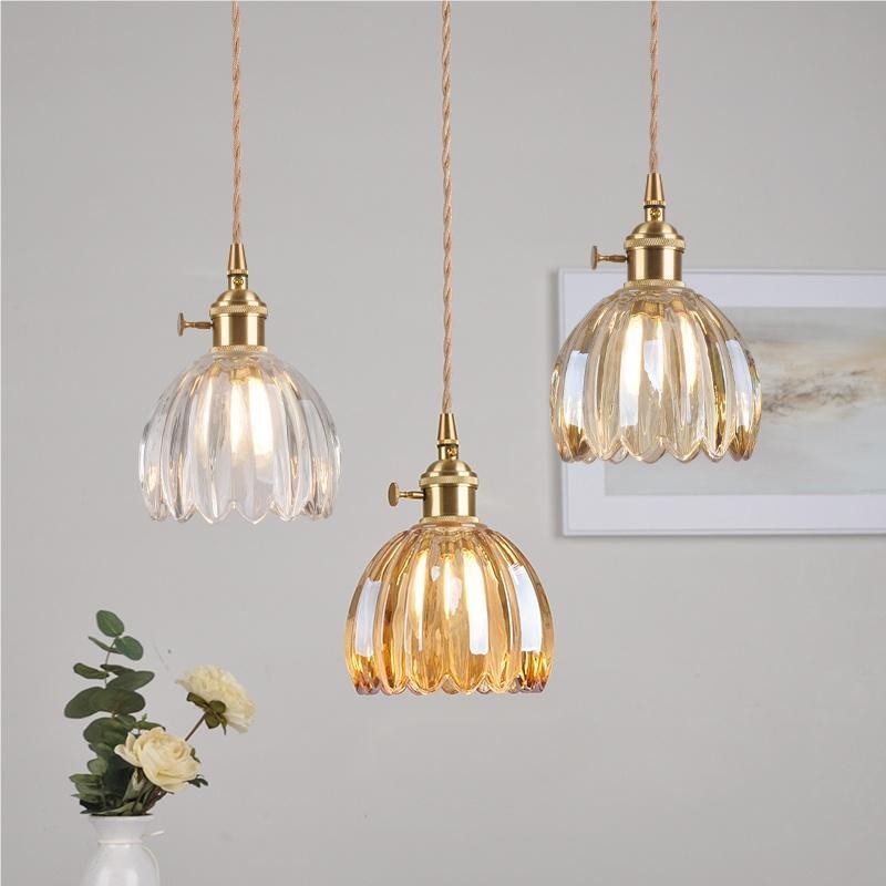 Japanese Retro Glass Flower Pendant Light S28