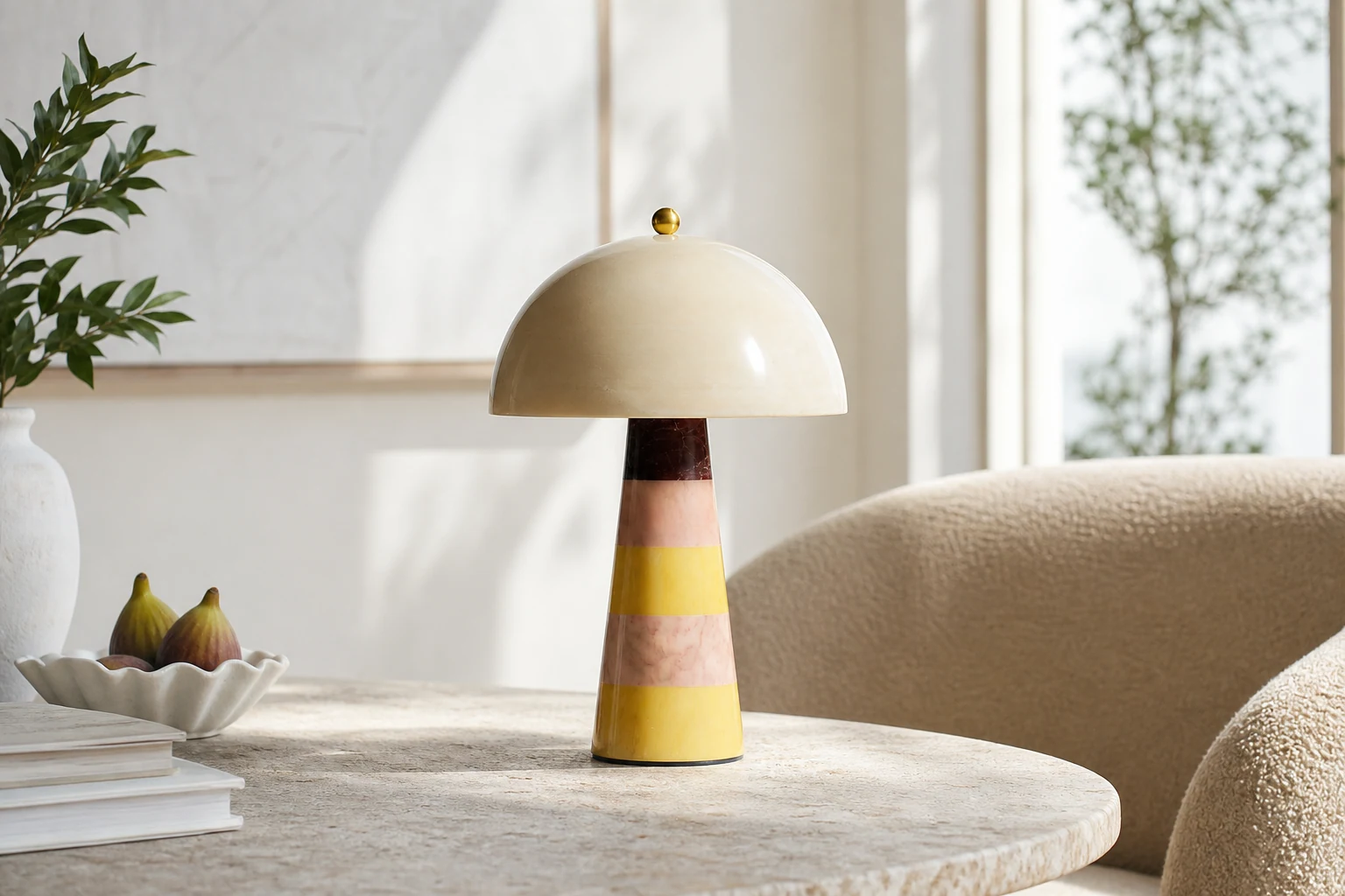 Marmurowa lampa stołowa Hed D678 w scenie lifestylowej opartej na produkcie w kontekście