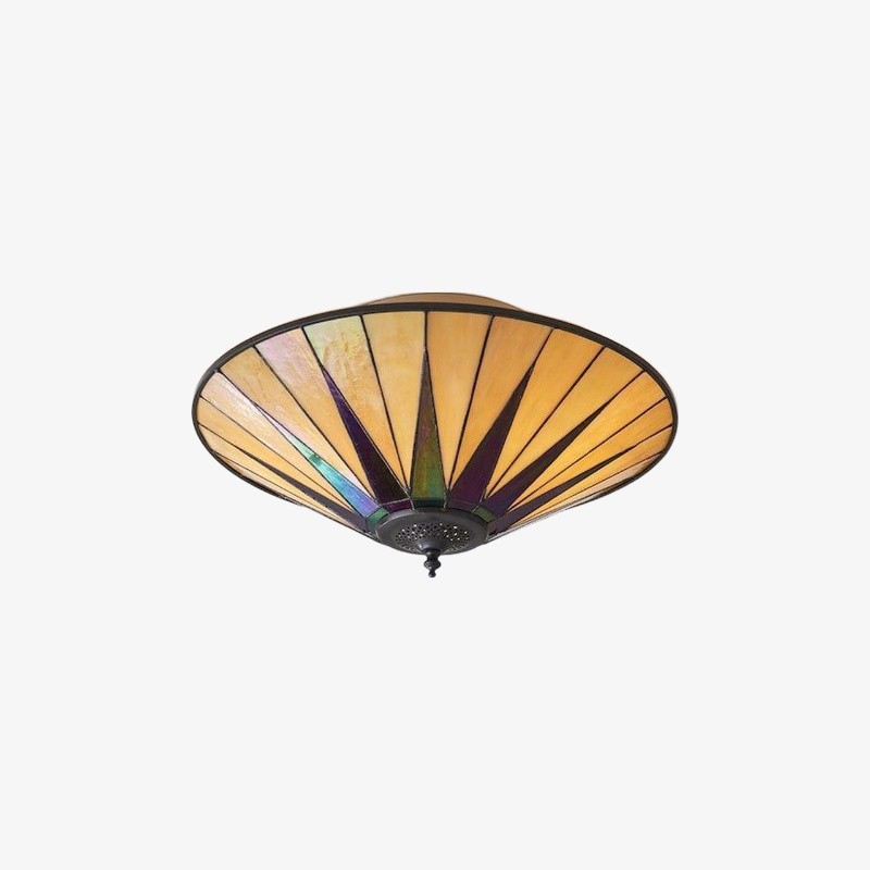 TiffStar Elegant Art Glass Flush Ceiling Light - Vintage-Inspired Ceiling Fixture for Home Interiors T634