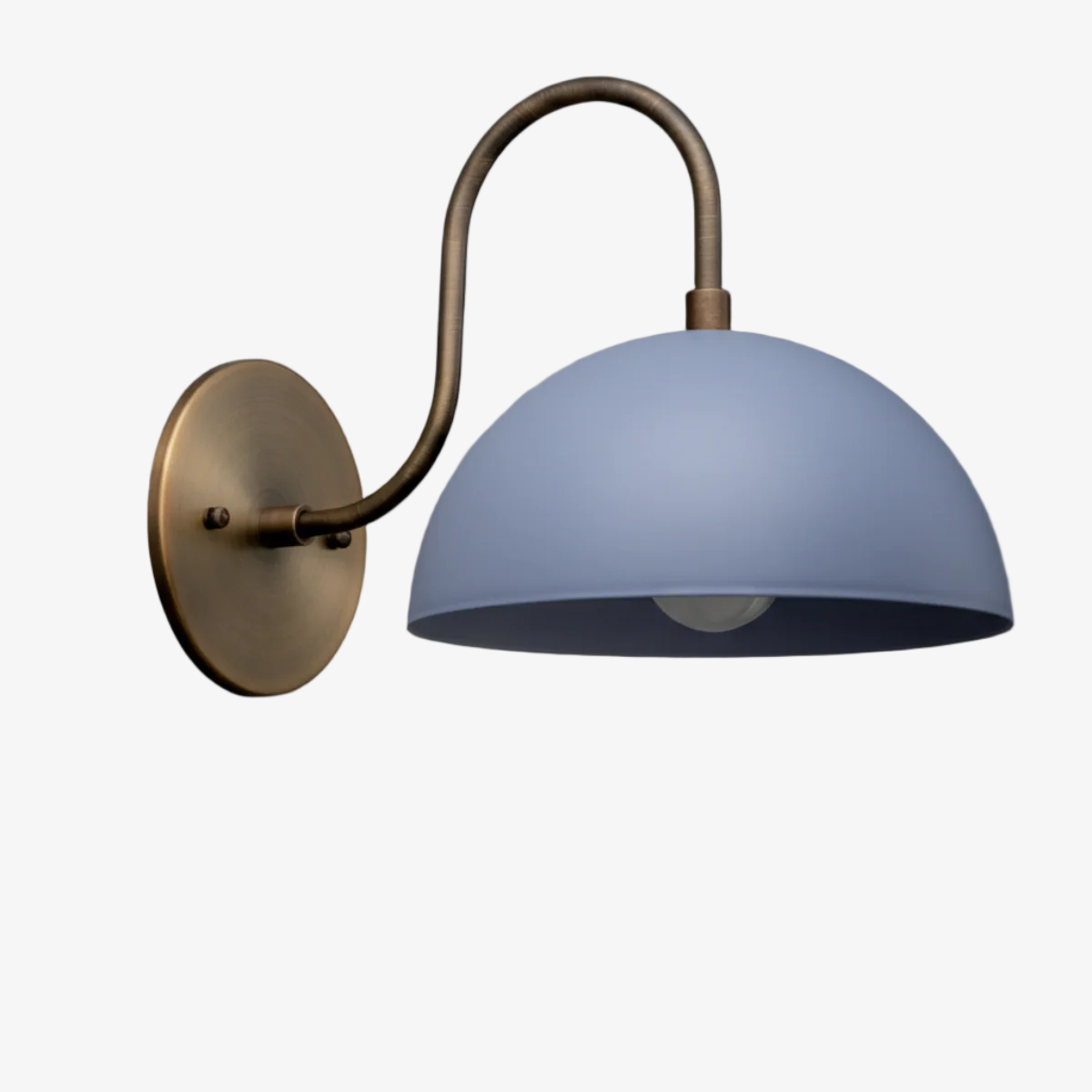 Curva Metal Industrial Wall Sconce - Curved Brass Arm - Hammered Dome Light Fixture T408