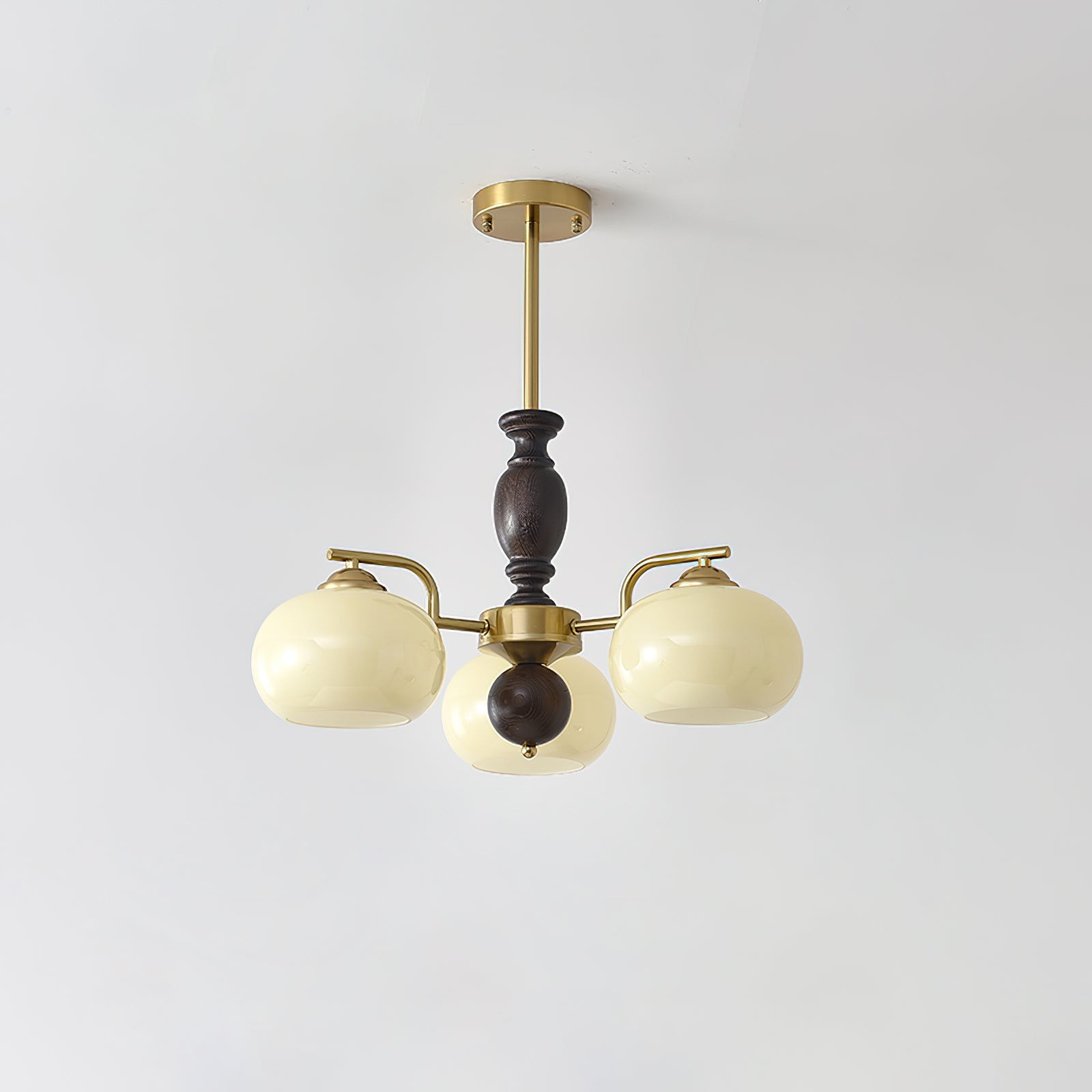 Medieval Style Walnut Beige Orb Chandelier M02