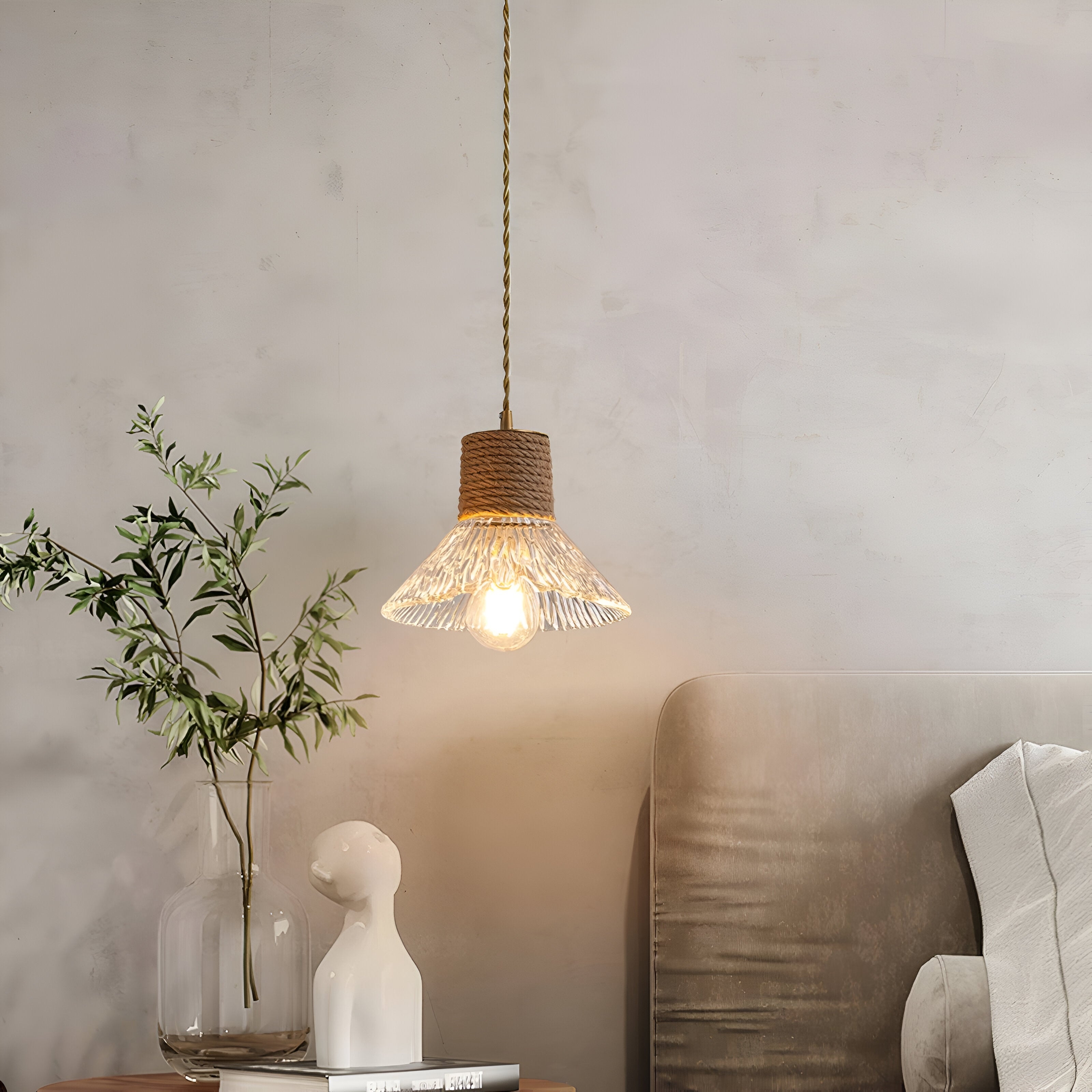 Nordic Hemp Rope Glass Pendant Light D938