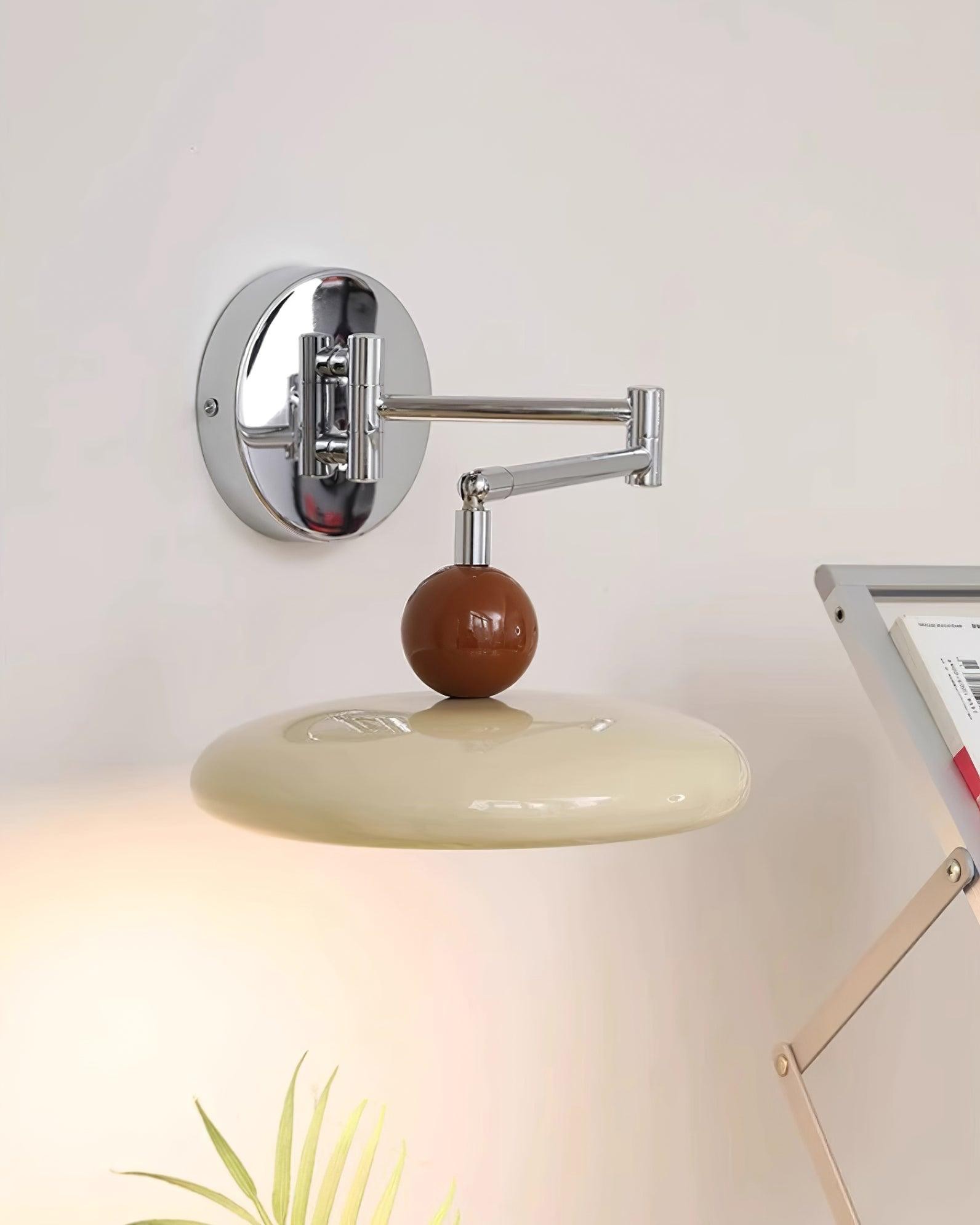 Cream Style Adjustable Swing Arm Disc Reading Wall Lamp M243