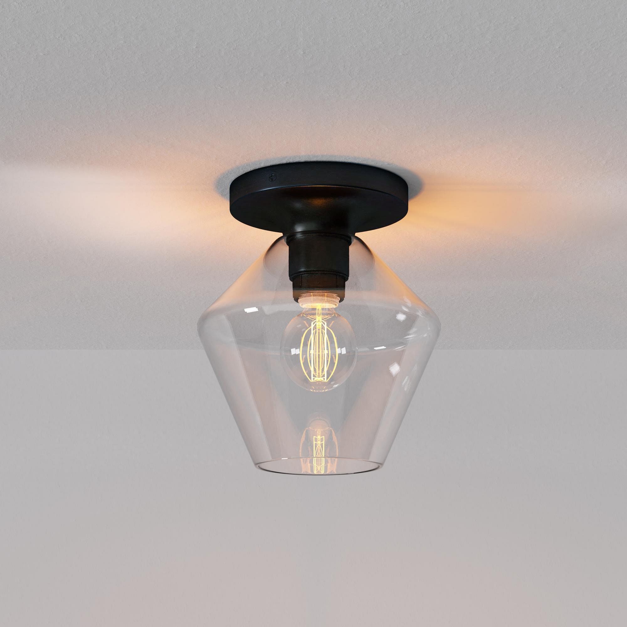 Merin Minimalist Sleek Geometric Glass Flushmount Light T155