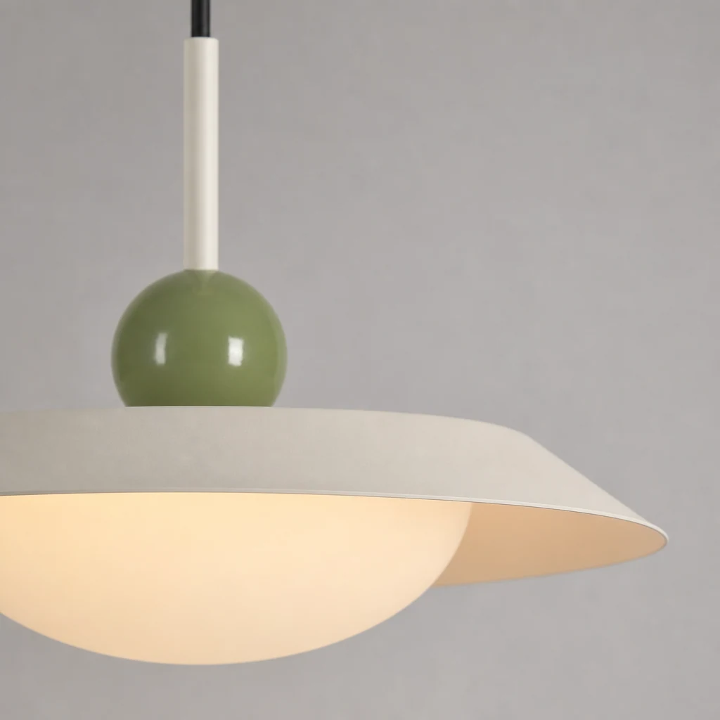 Zbliżenie na warstwowy dyfuzor i wykończenie lampy wiszącej M451