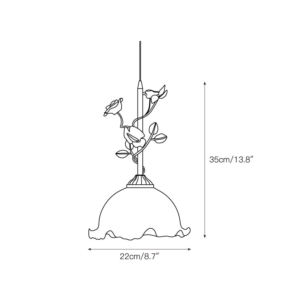 Lalique Rose Glass Pendant Lamp D674